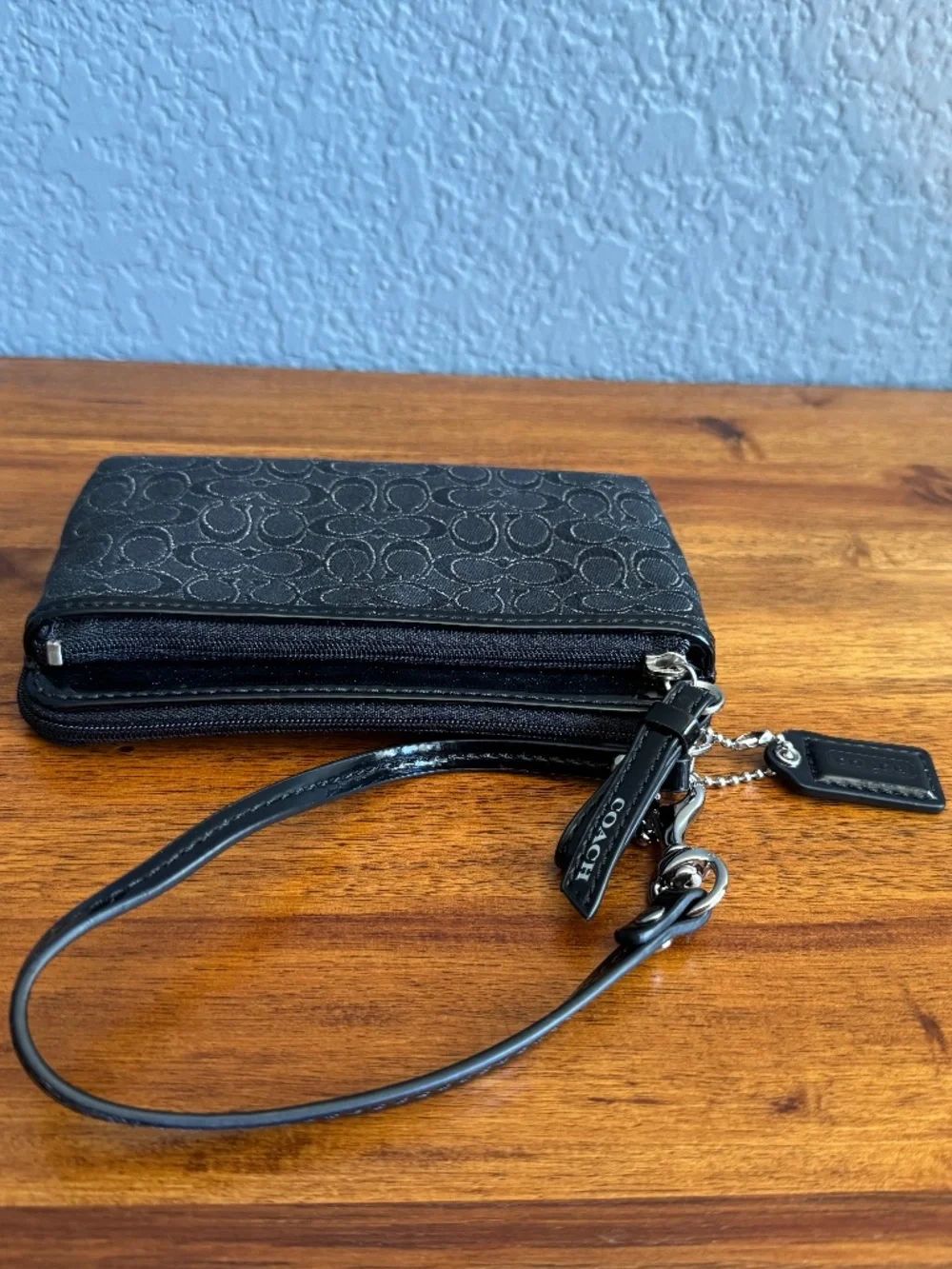 Coach Black and Silver Wristlet